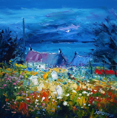 Beehives in the moonlight Iona 20x20